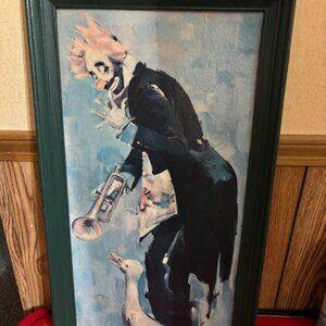 Vintage Rico Tomaso Clown Lithograph 12" X 24" With Frame